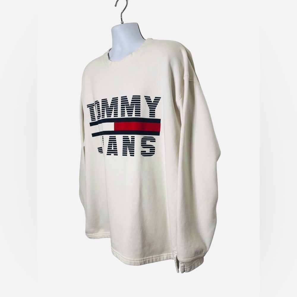 VTG 90s Tommy Hilfiger Sweatshirt Flag Spell Out Signature Jeans Sport Shirt XXL - Picture 5 of 12